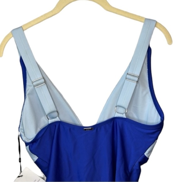 DKNY Lapis Blue Colorblock One Piece Swimsuit Size 8 - Picture 7 of 13